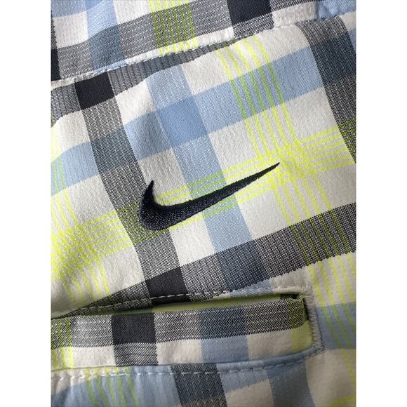 Nike Golf Shorts Blue Green White Plaid Dri-Fit Stretch Pockets Men Size 42 - Picture 3 of 5